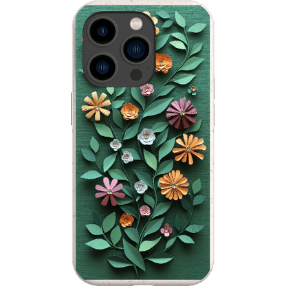 Stepping Green Phone Case Paper Cut Colorful Floral Bio Case