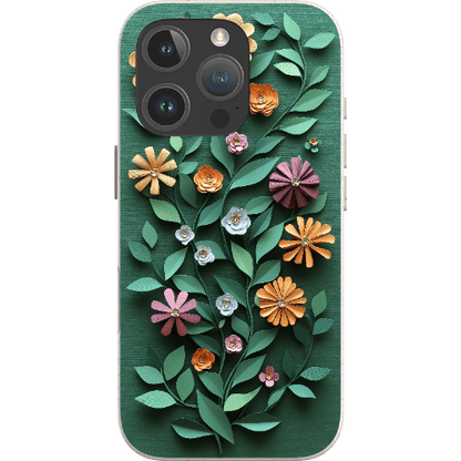 Stepping Green Phone Case Paper Cut Colorful Floral Bio Case