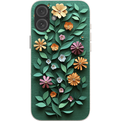 Stepping Green Phone Case Paper Cut Colorful Floral Bio Case