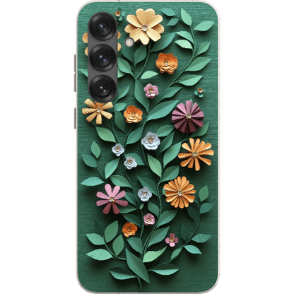 Stepping Green Phone Case Paper Cut Colorful Floral Bio Case