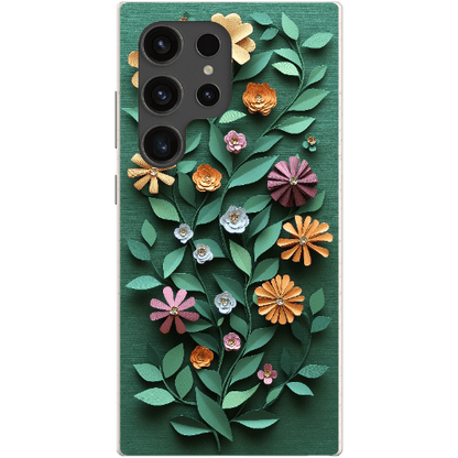 Stepping Green Phone Case Paper Cut Colorful Floral Bio Case