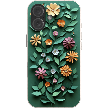 Stepping Green Phone Case Paper Cut Colorful Floral Bio Case