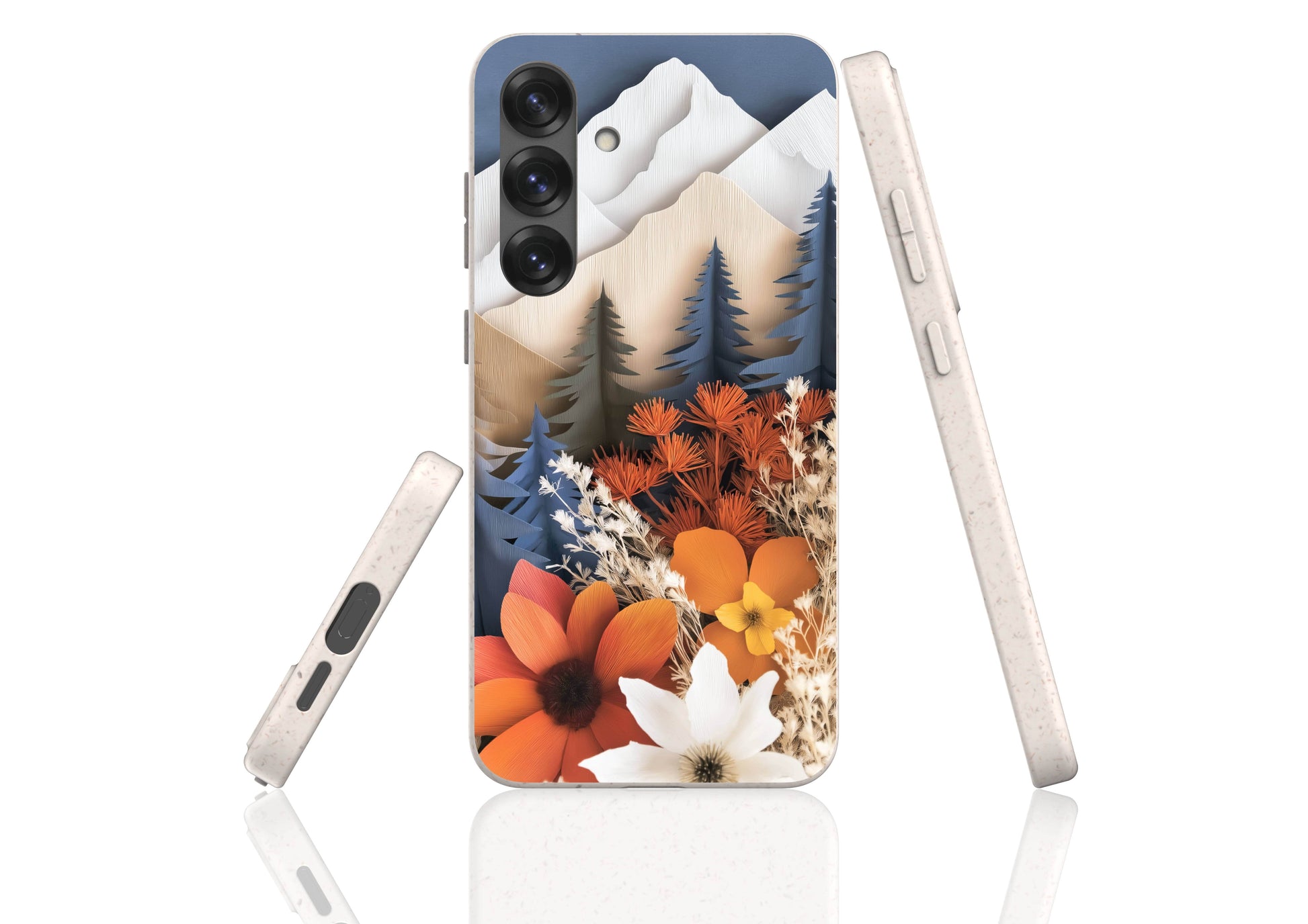 Stepping Green Phone Case Paper Floral Mountain Bio Case