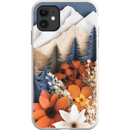 Stepping Green Phone Case Paper Floral Mountain Bio Case