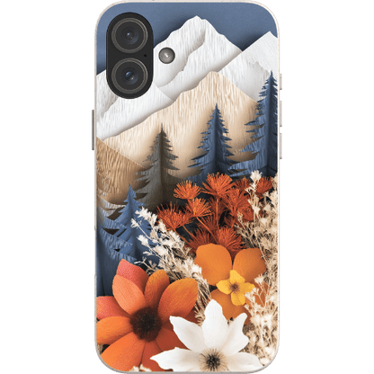 Stepping Green Phone Case Paper Floral Mountain Bio Case