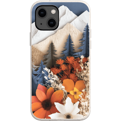 Stepping Green Phone Case Paper Floral Mountain Bio Case