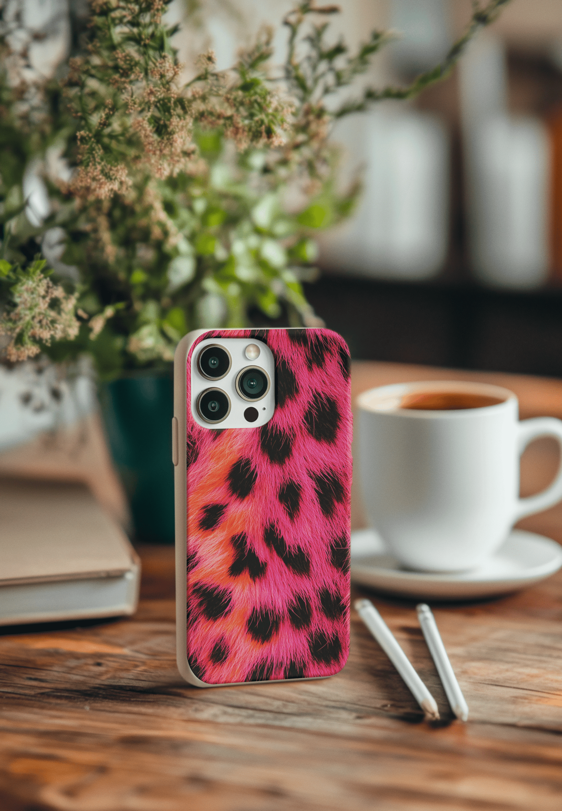 Stepping Green Phone Case Pink Cheetah Bio Case
