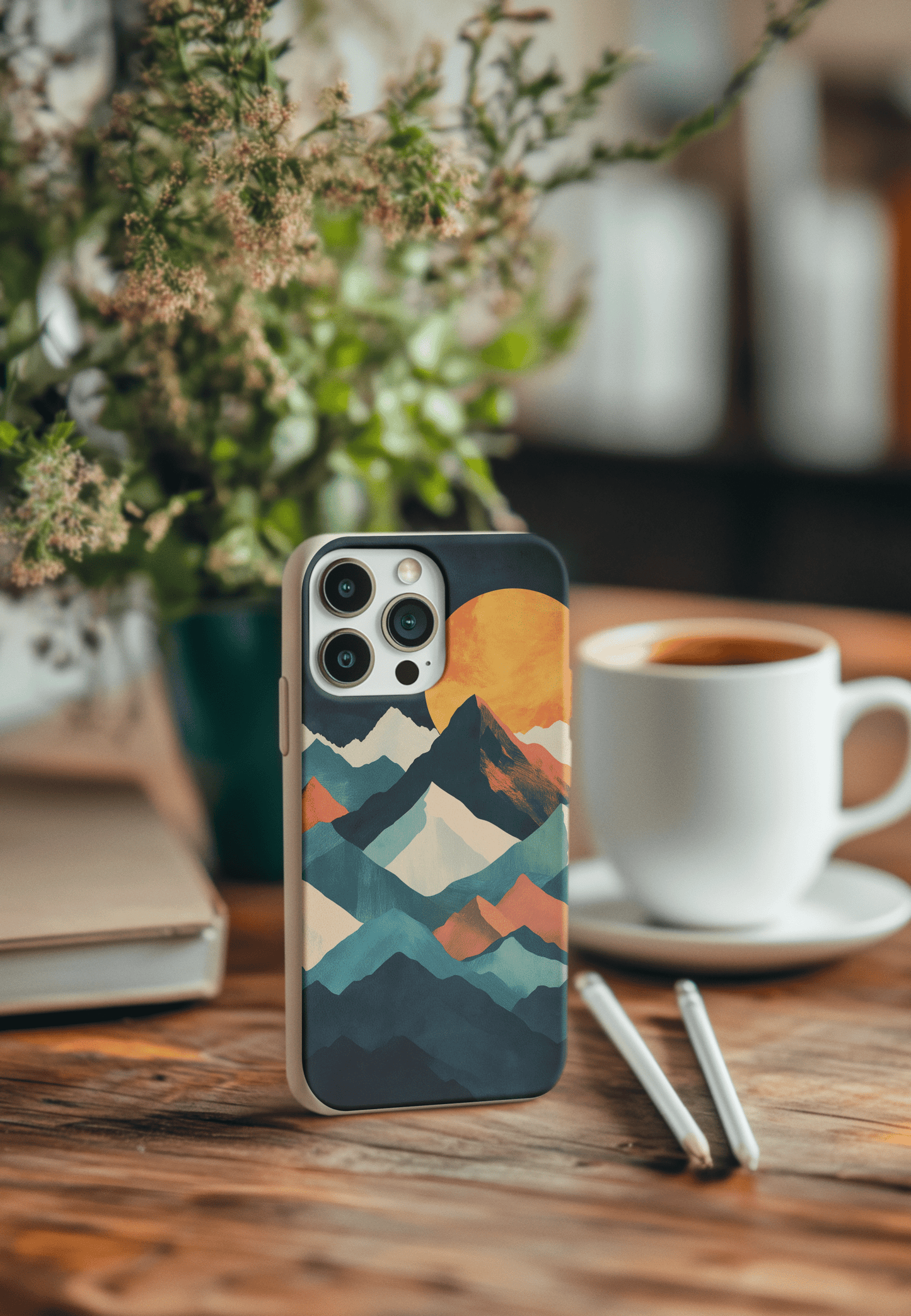 Stepping Green Phone Case Retro Mountain Sunset Bio Case