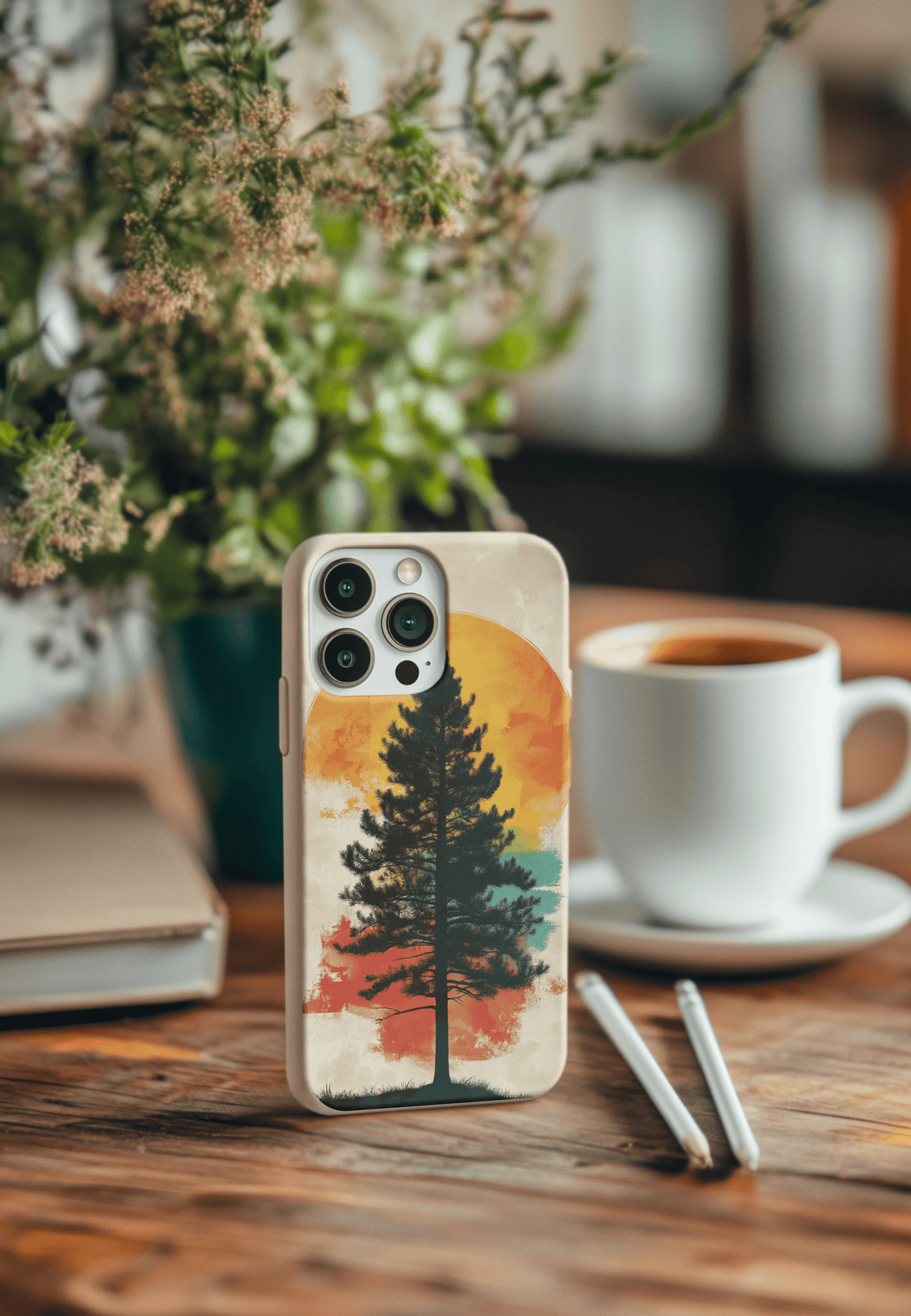 Stepping Green Phone Case Retro Pine Tree Bio Case