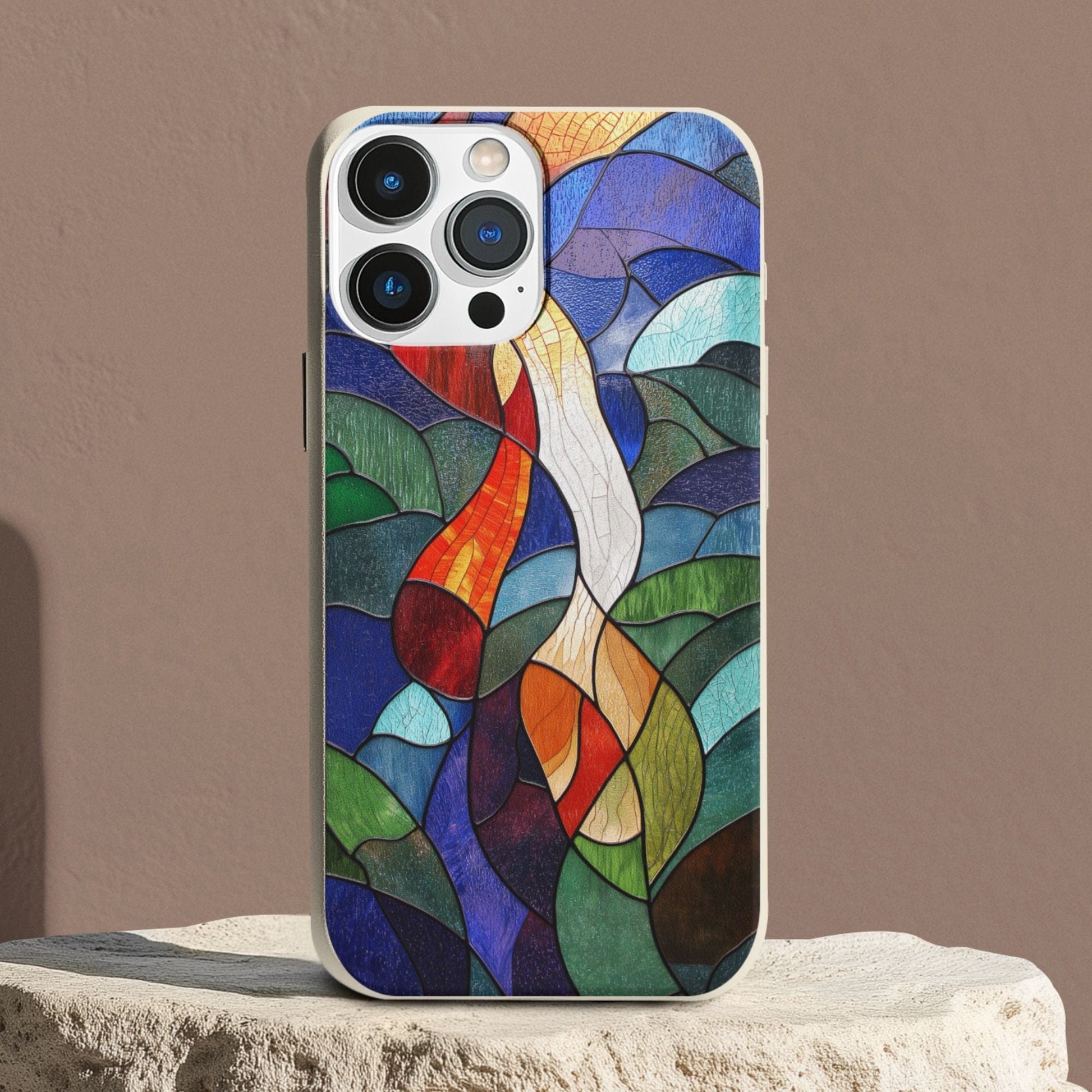 Stepping Green Phone Case Stained Glass Abstract Bio Case