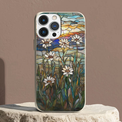 Stepping Green Phone Case Stained Glass Daisies Bio Case