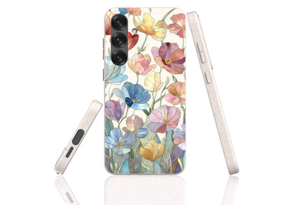 Stepping Green Phone Case Stained Glass Flowers Bio Case