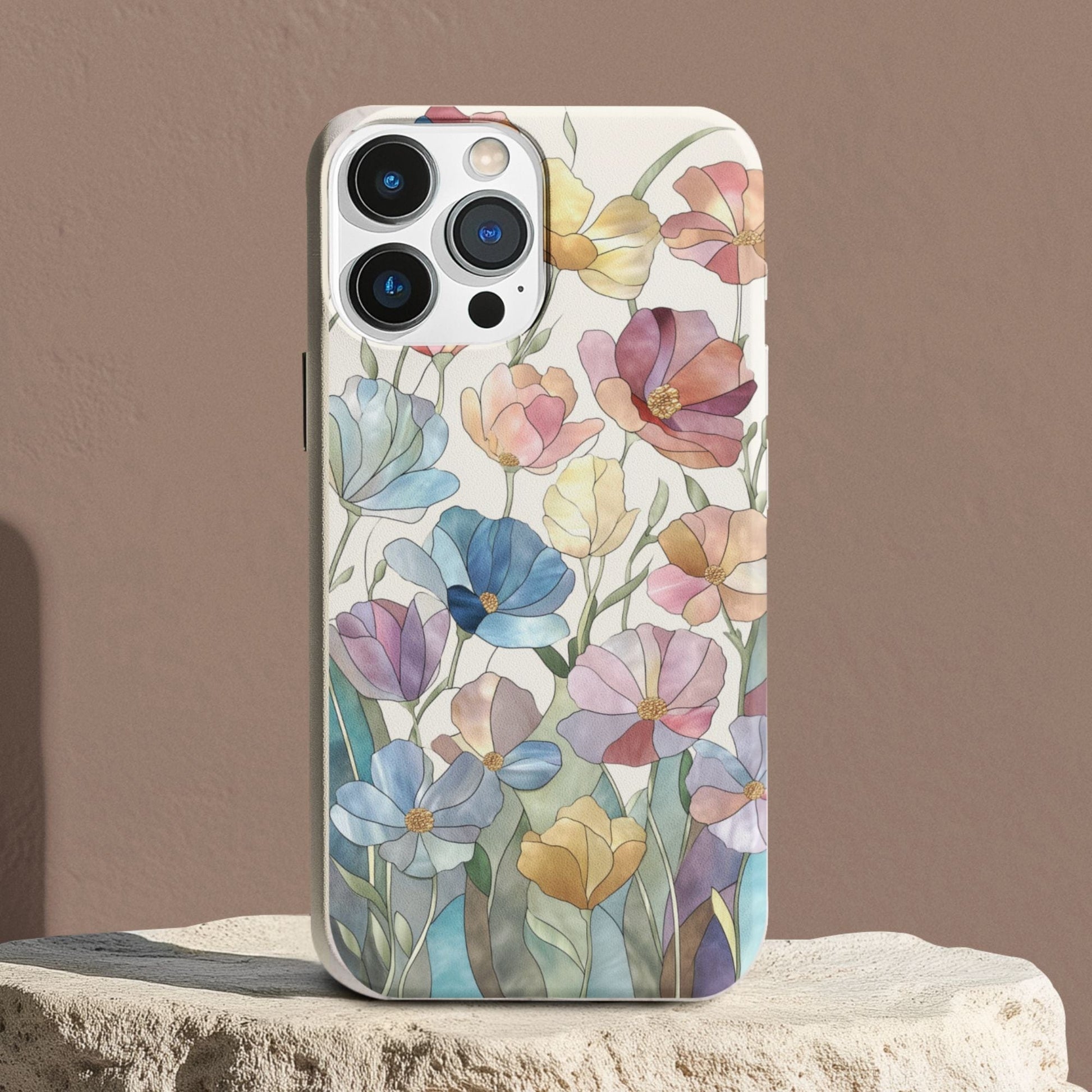 Stepping Green Phone Case Stained Glass Flowers Bio Case