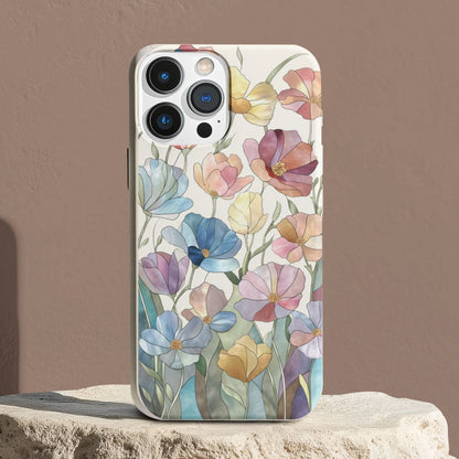 Stepping Green Phone Case Stained Glass Flowers Bio Case