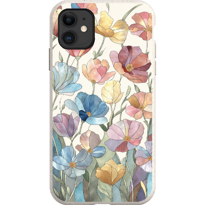 Stepping Green Phone Case Stained Glass Flowers Bio Case
