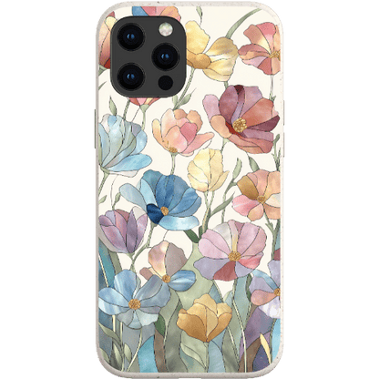 Stepping Green Phone Case Stained Glass Flowers Bio Case