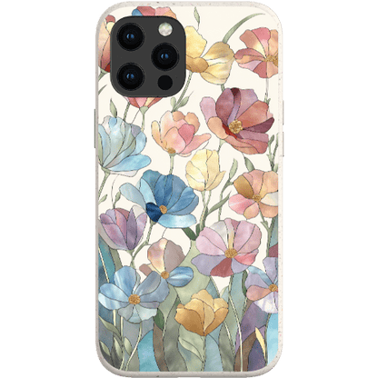Stepping Green Phone Case Stained Glass Flowers Bio Case