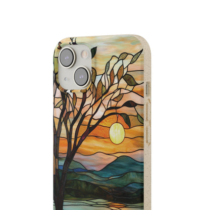 Stepping Green Phone Case Stained Glass Lake Sunset Bio Case