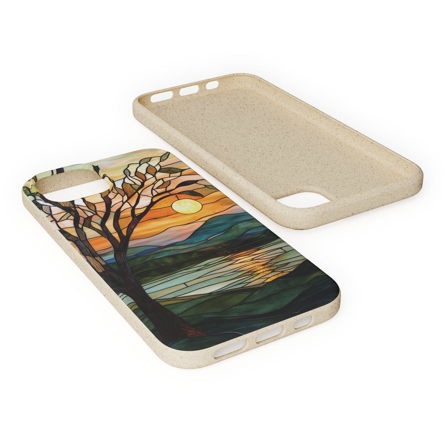 Stepping Green Phone Case Stained Glass Lake Sunset Bio Case