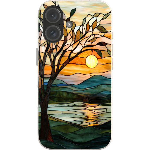 Stepping Green Phone Case Stained Glass Lake Sunset Bio Case