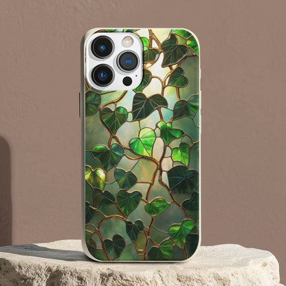 Stepping Green Phone Case Stained Glass Leaf Vine Bio Case