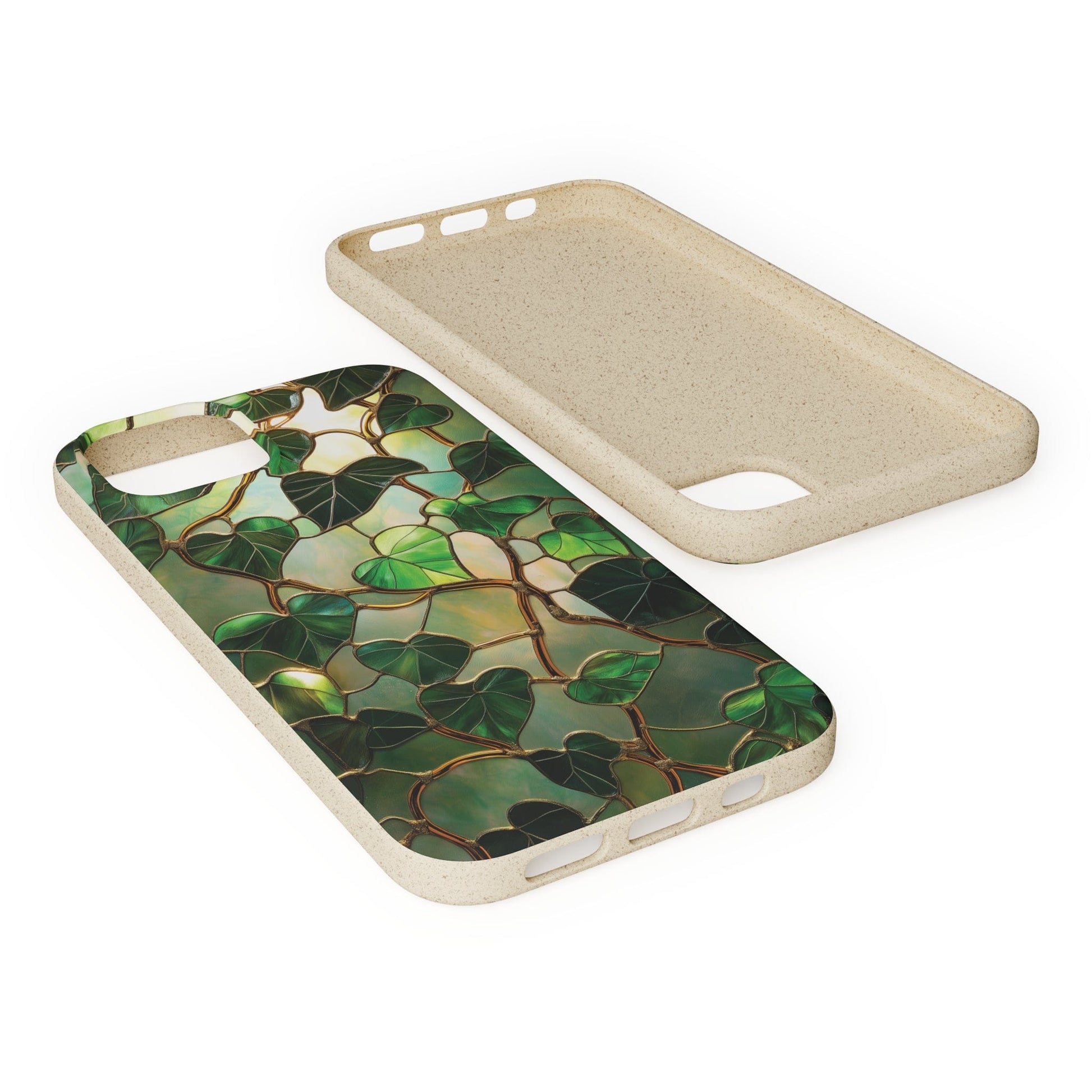 Stepping Green Phone Case Stained Glass Leaf Vine Bio Case