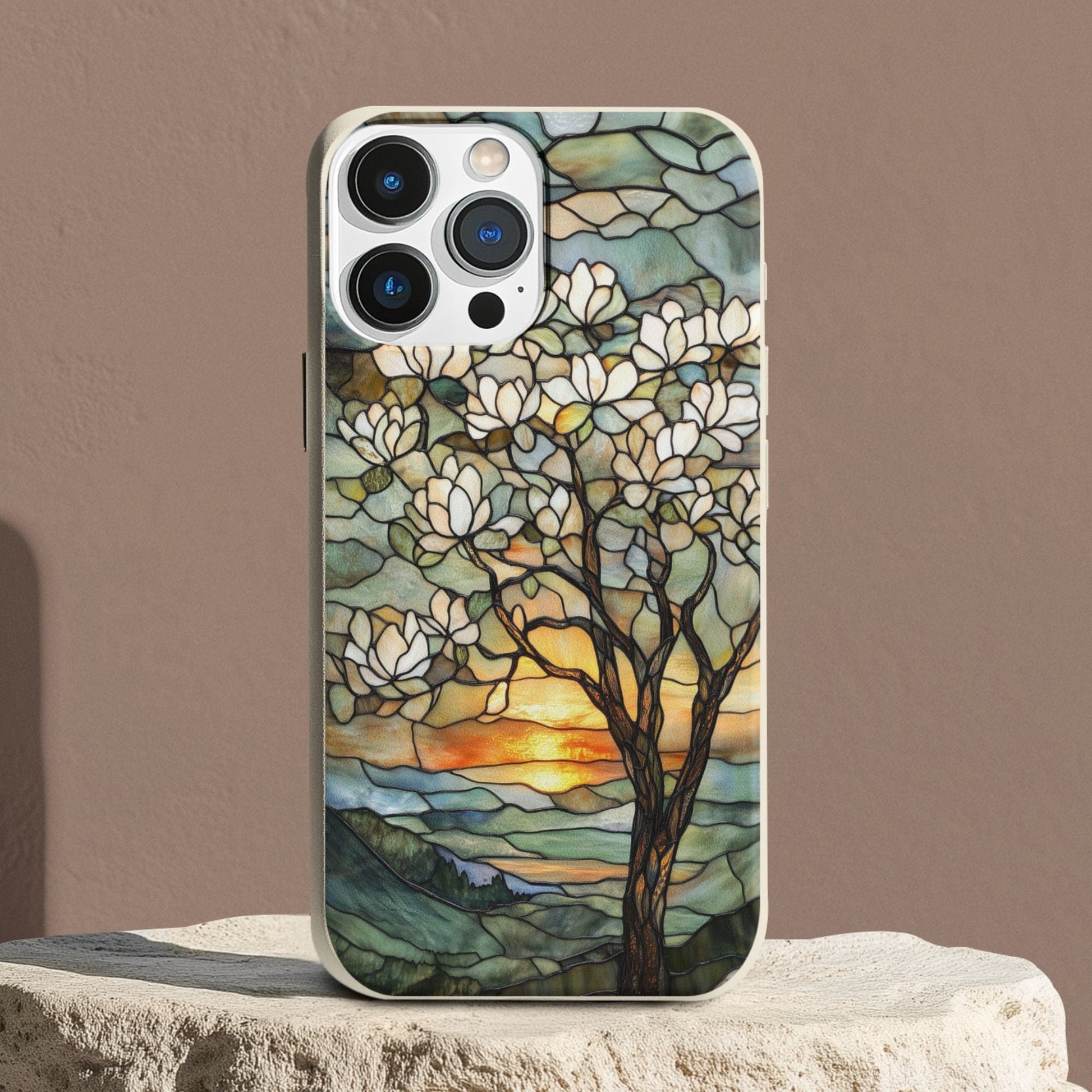 Stepping Green Phone Case Stained Glass Magnolia Tree Bio Case