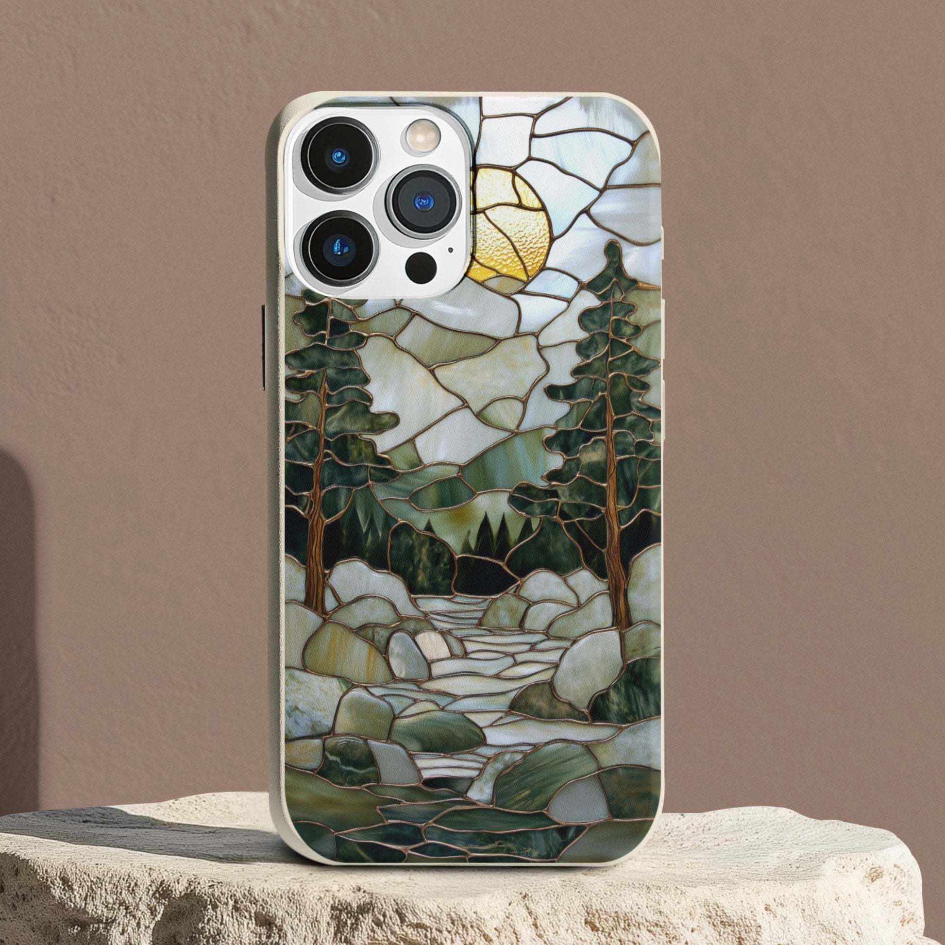 Stepping Green Phone Case Stained Glass Mountain Creek 1 Bio Case