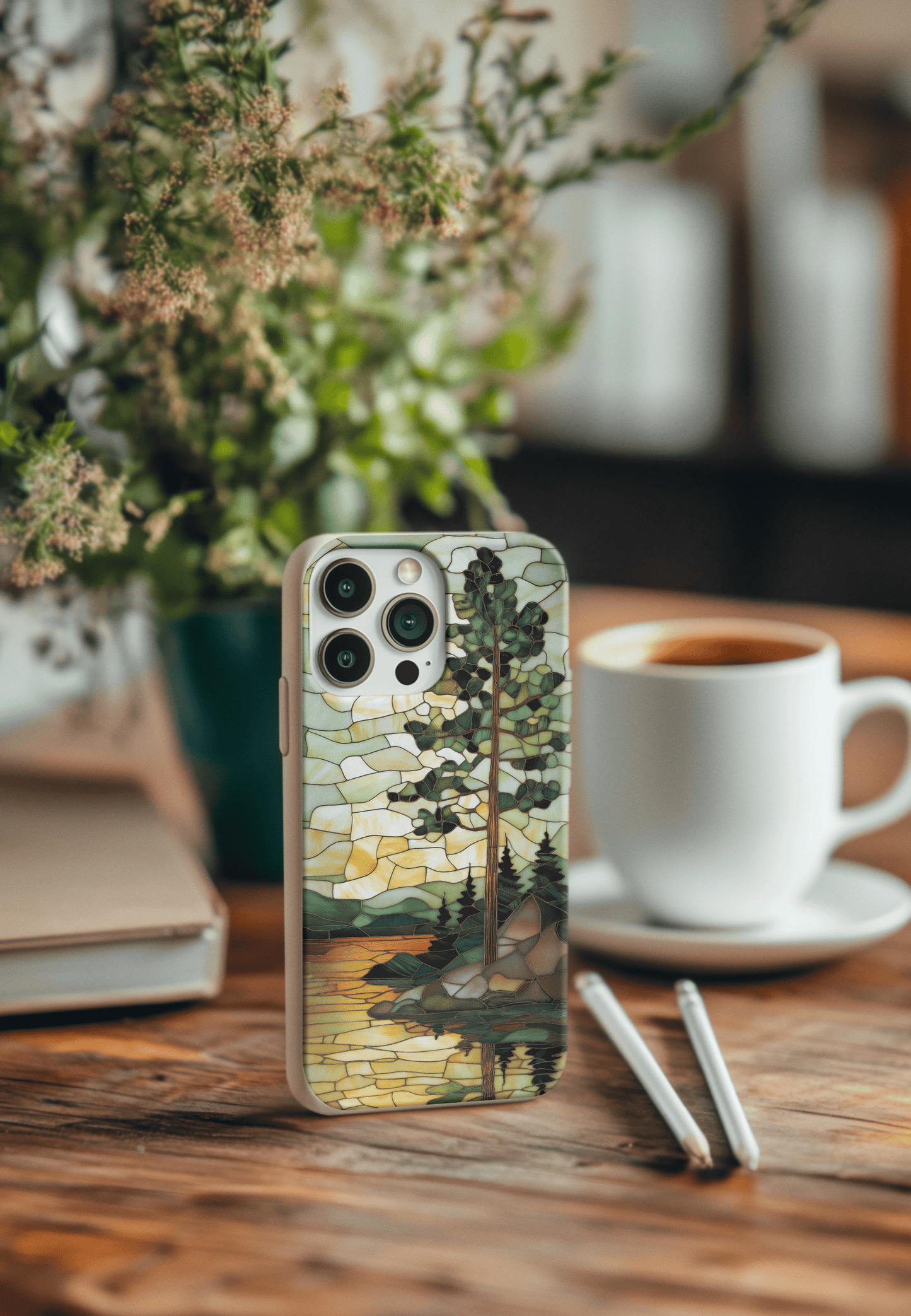 Stepping Green Phone Case Stained Glass Mountain Creek 3 Bio Case