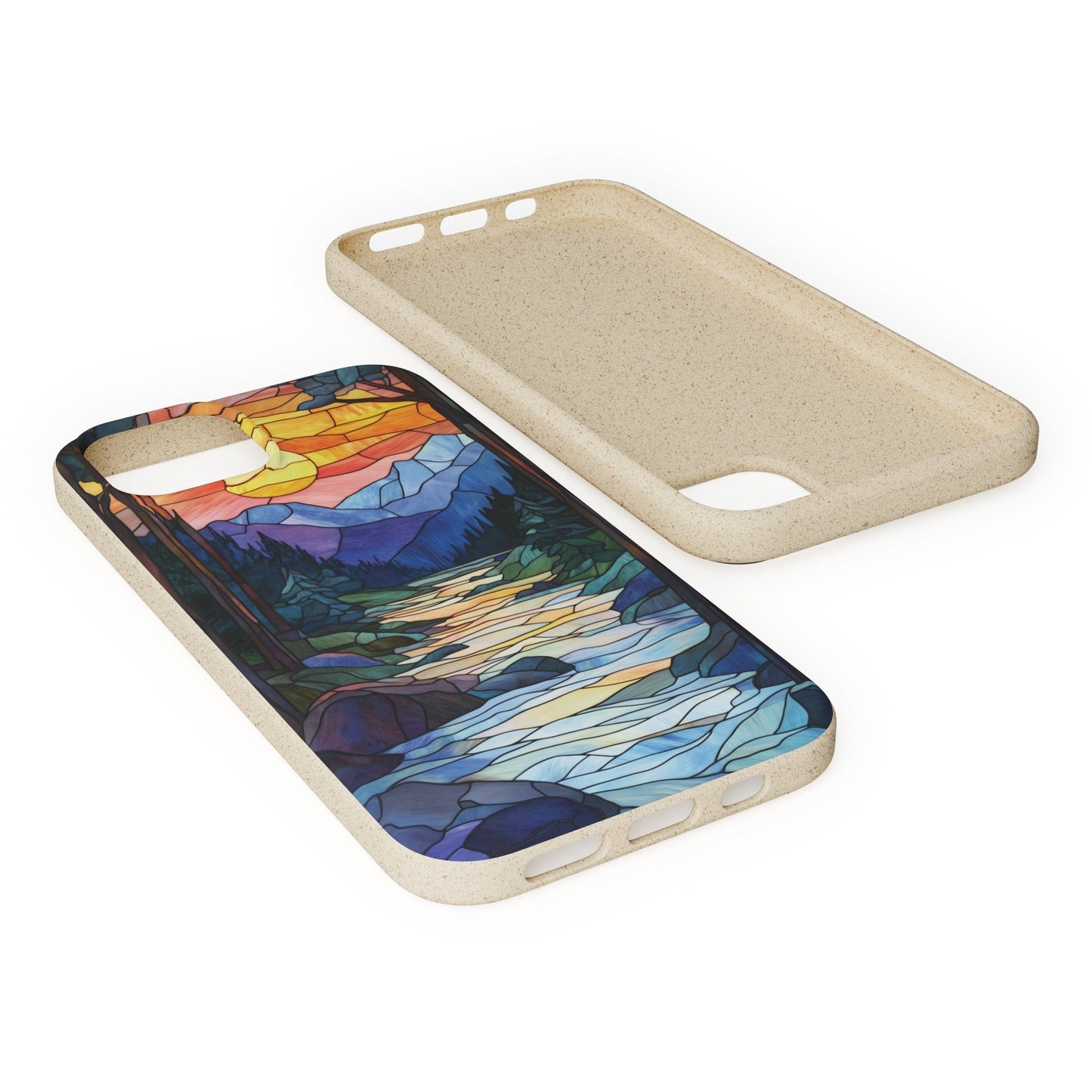 Stepping Green Phone Case Stained Glass Mountain Sunset Bio Case