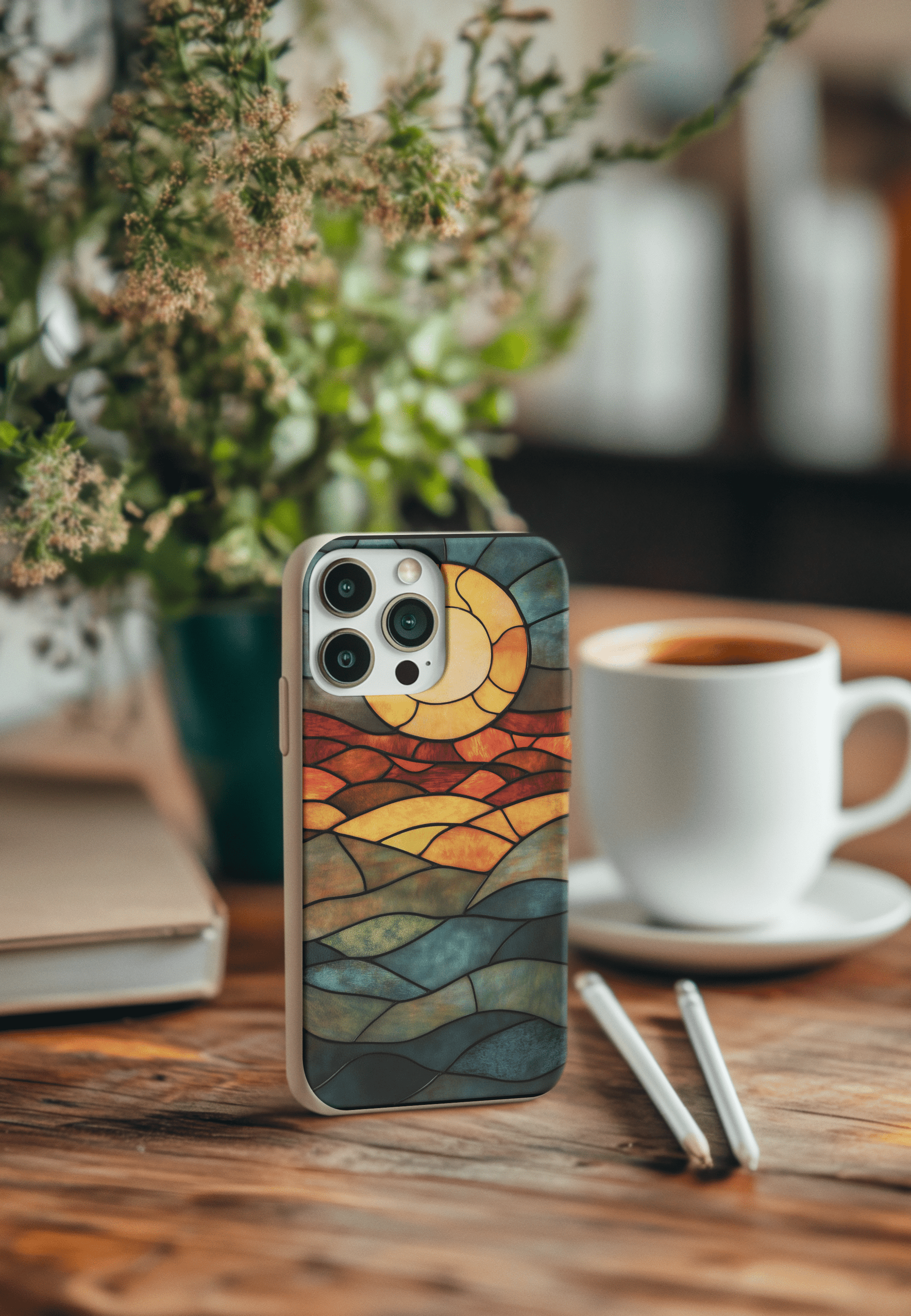 Stepping Green Phone Case Stained Glass Retro Sunset 2 Bio Case