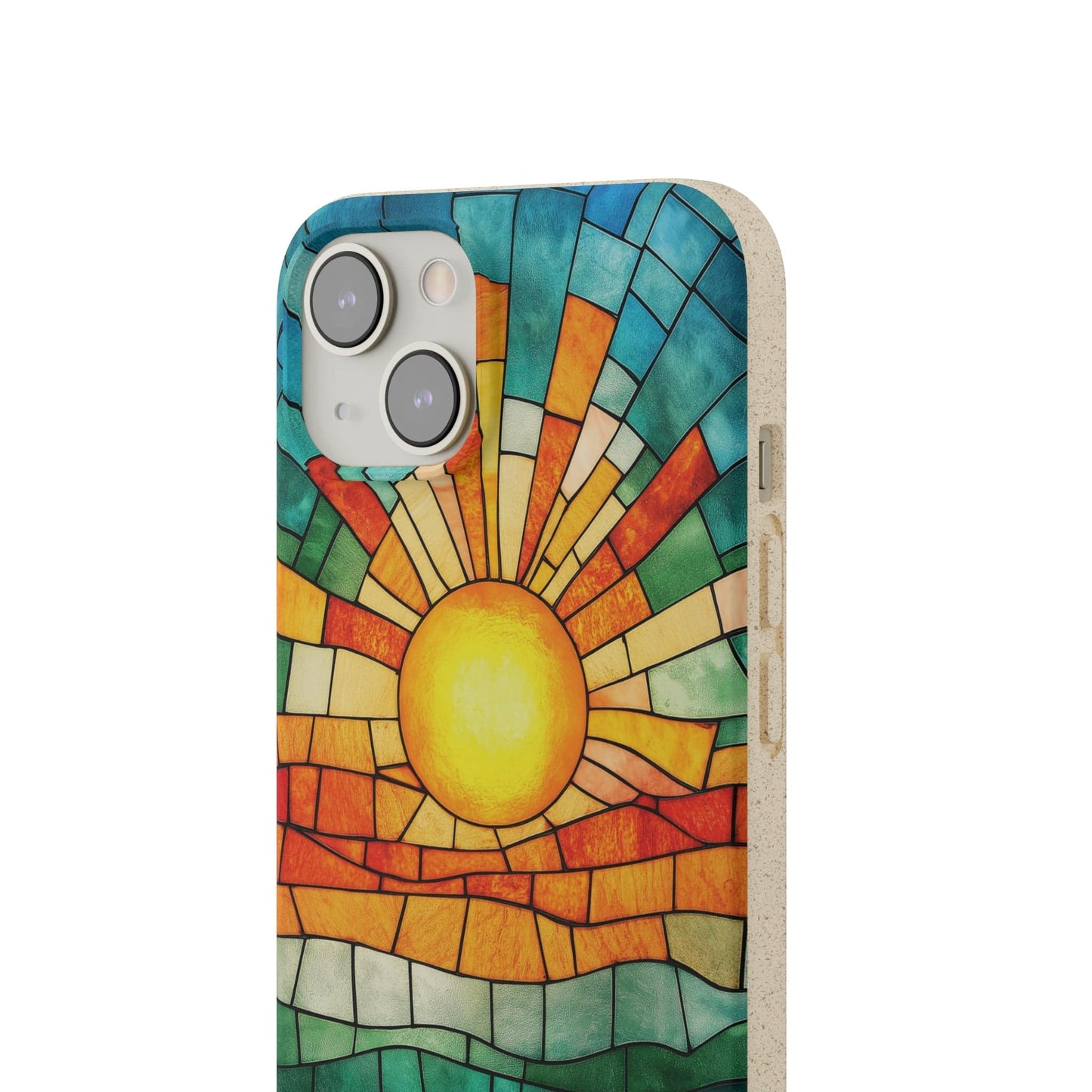 Stepping Green Phone Case Stained Glass Retro Sunset Bio Case