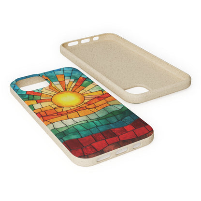 Stepping Green Phone Case Stained Glass Retro Sunset Bio Case