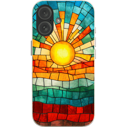 Stepping Green Phone Case Stained Glass Retro Sunset Bio Case