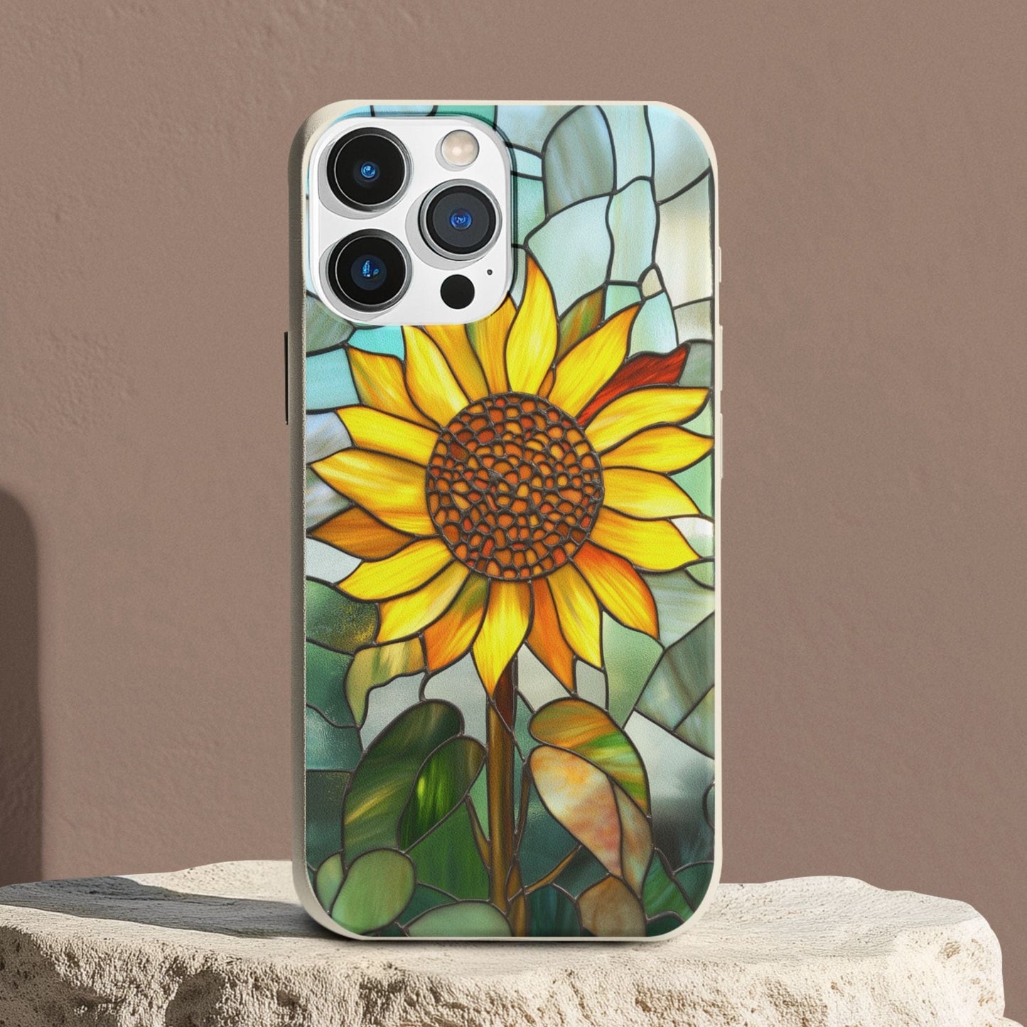 Stepping Green Phone Case Stained Glass Sunflower Bio Case
