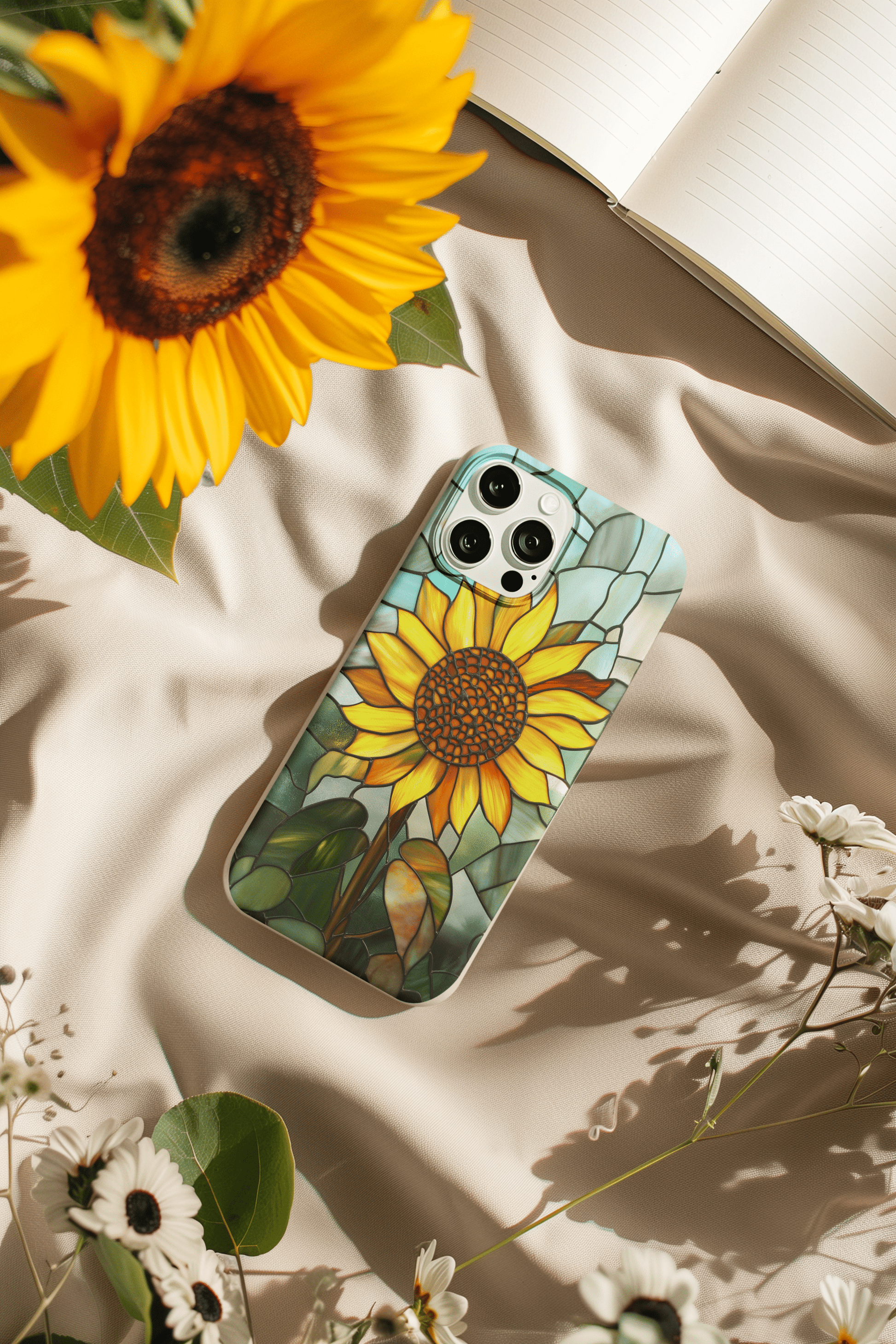 Stepping Green Phone Case Stained Glass Sunflower Bio Case