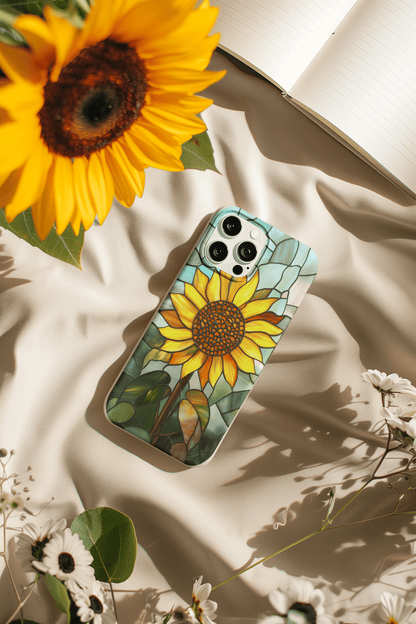 Stepping Green Phone Case Stained Glass Sunflower Bio Case