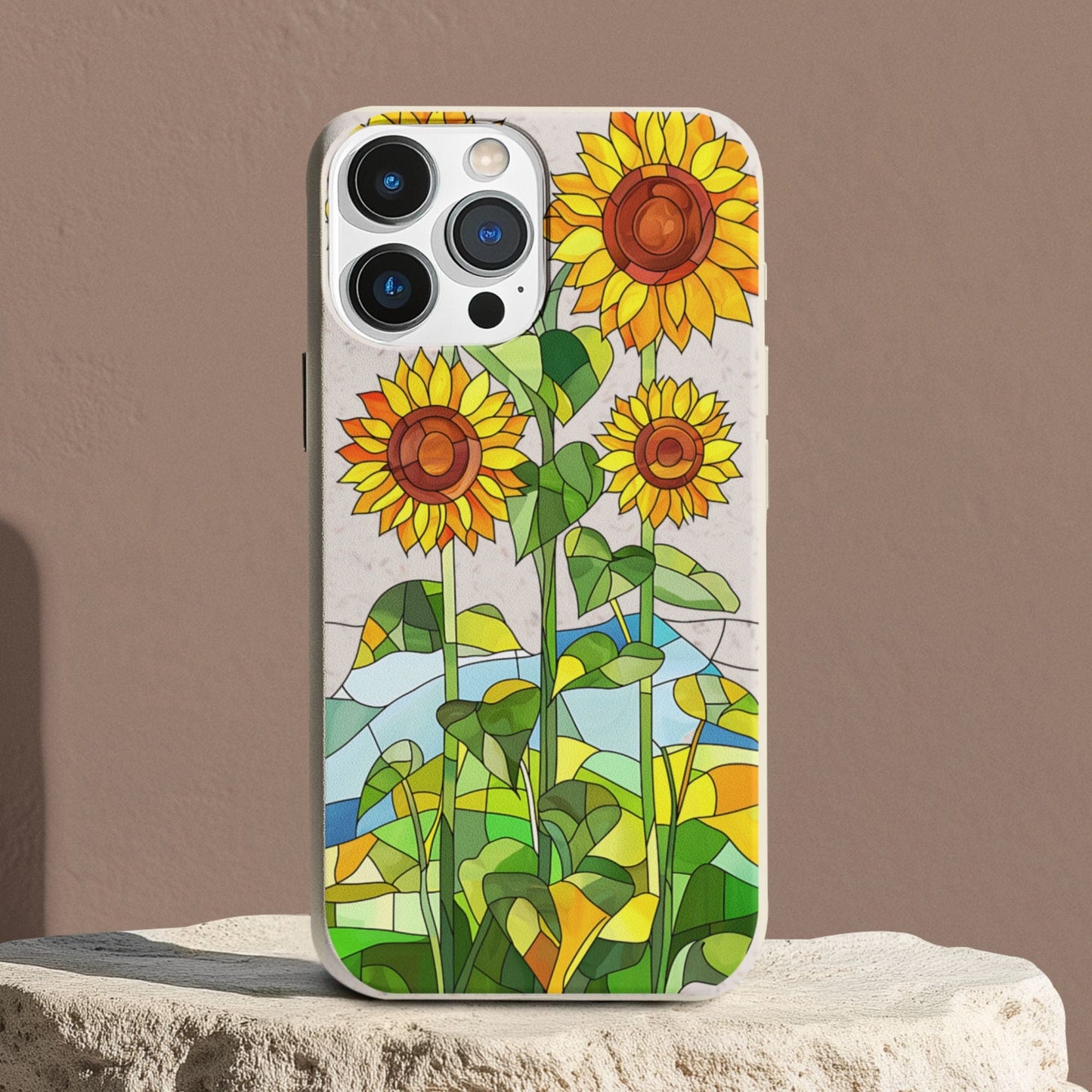 Stepping Green Phone Case Stained Glass Sunflowers Bio Case