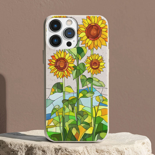 Stepping Green Phone Case Stained Glass Sunflowers Bio Case