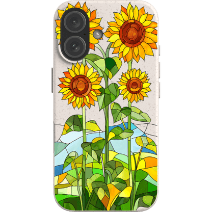 Stepping Green Phone Case Stained Glass Sunflowers Bio Case
