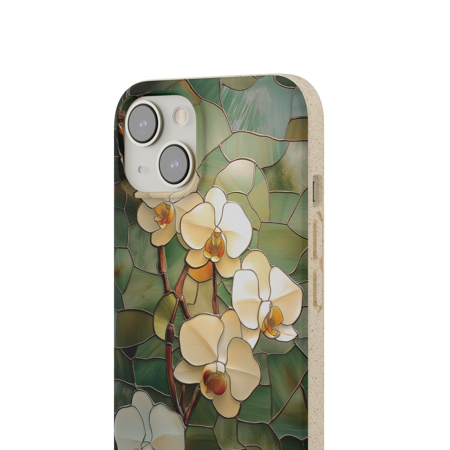 Stepping Green Phone Case Stained Glass White Orchid Bio Case