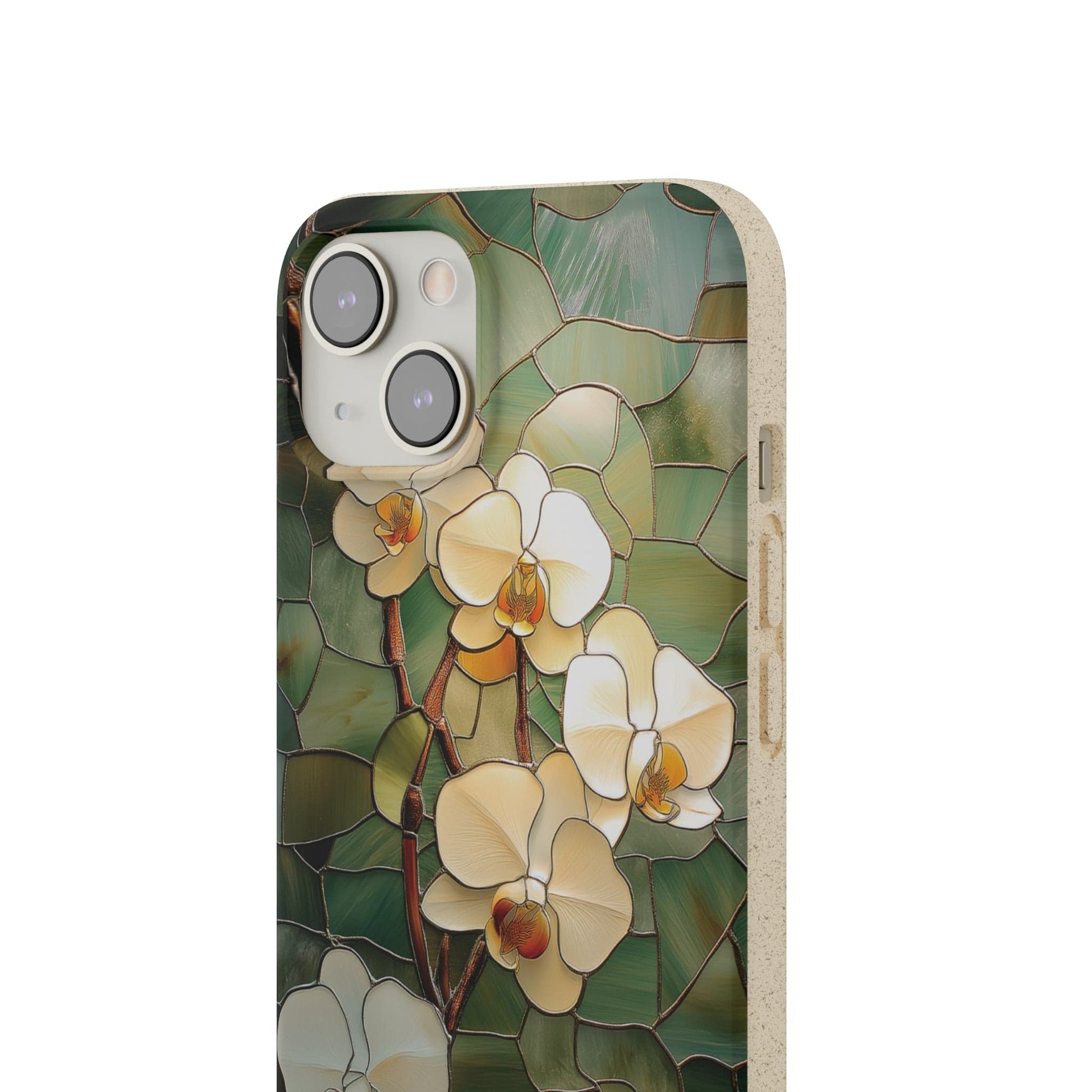 Stepping Green Phone Case Stained Glass White Orchid Bio Case