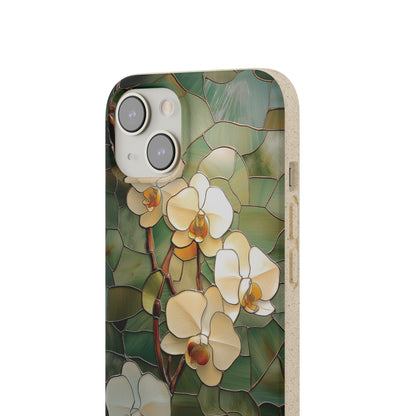 Stepping Green Phone Case Stained Glass White Orchid Bio Case