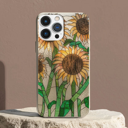 Stepping Green Phone Case Sunflower Stained Glass Bio Case