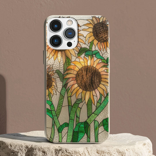 Stepping Green Phone Case Sunflower Stained Glass Bio Case