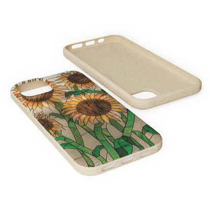 Stepping Green Phone Case Sunflower Stained Glass Bio Case
