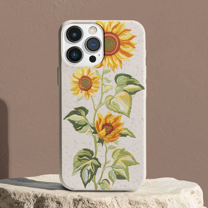 Stepping Green Phone Case Sunflowers Embroidered Look Bio Case