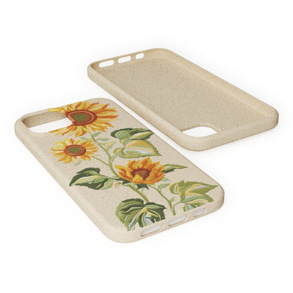 Stepping Green Phone Case Sunflowers Embroidered Look Bio Case