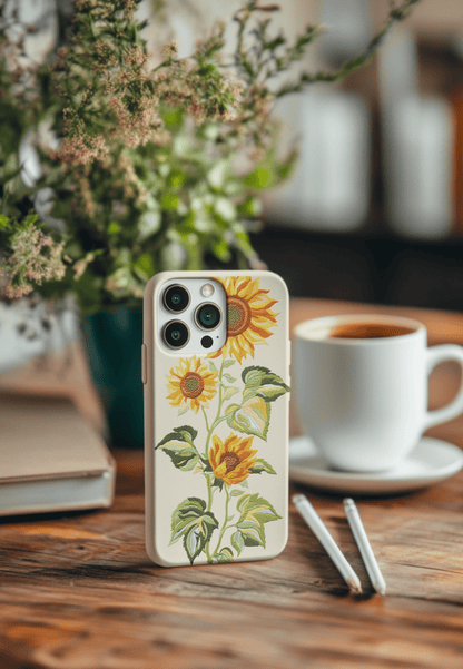 Stepping Green Phone Case Sunflowers Embroidered Look Bio Case