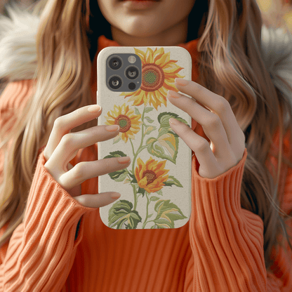 Stepping Green Phone Case Sunflowers Embroidered Look Bio Case